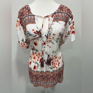 DAVINA Floral Short Sleeve Top EUC